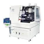 CF S-Line Abrasive Cutter with hydraulic system and stainless steel T-slot bed for precision metallographic cutting.