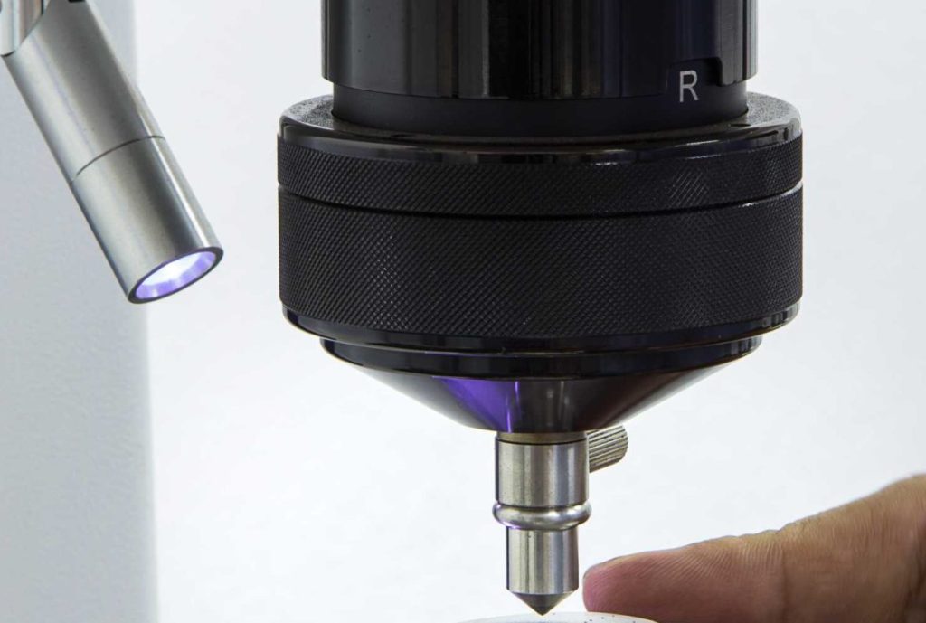 Knoop hardness test used for measuring hardness of thin coatings and small samples